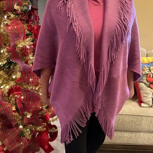 QVC Lavender Fringed Women's Poncho